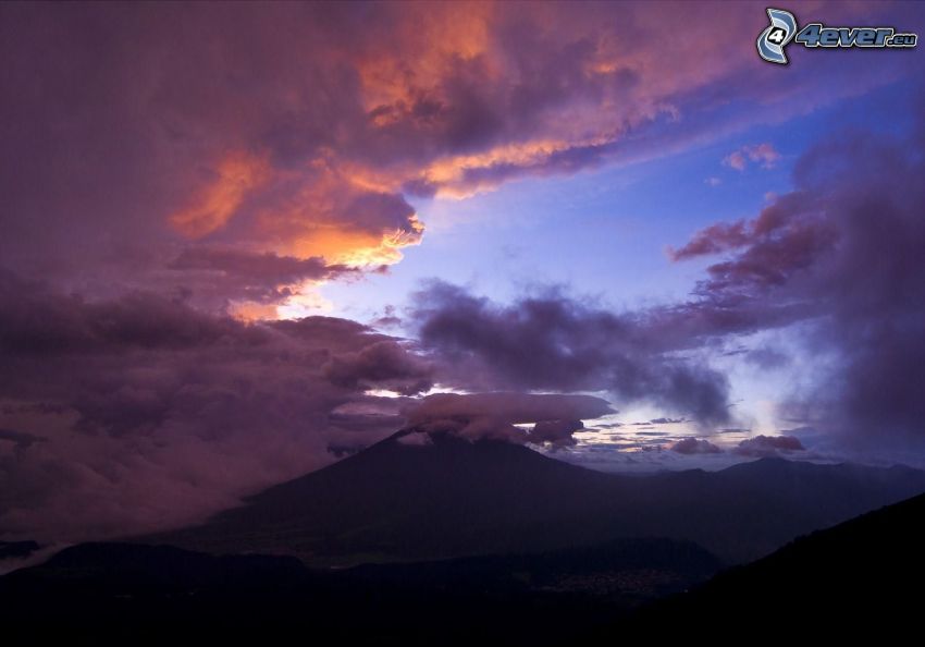 mount Fuji, dark clouds