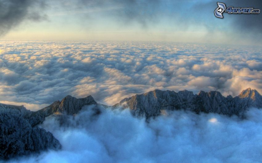 high mountains, clouds