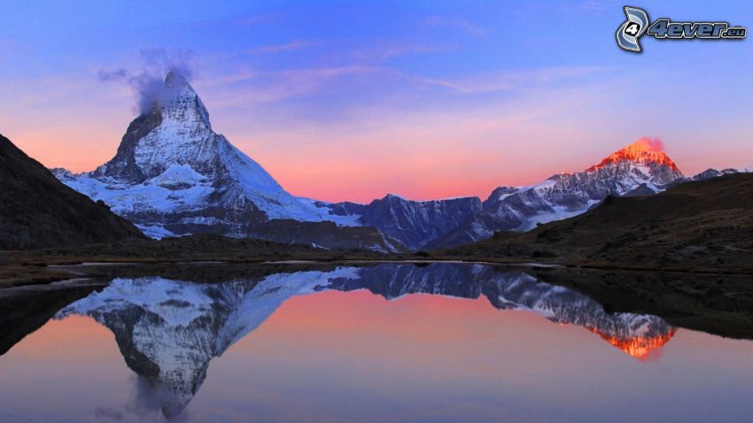 Matterhorn, Alps, lake, reflection