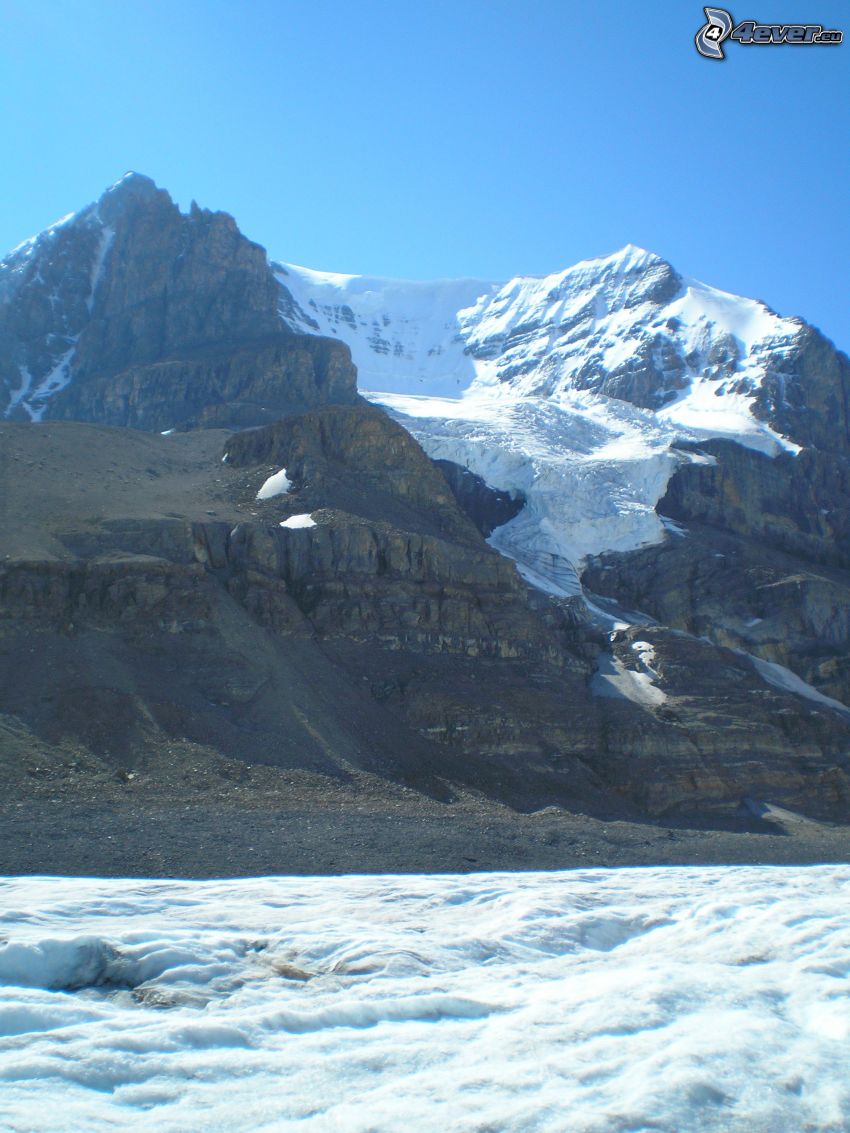 Mount Athabasca, rocky hill, snow