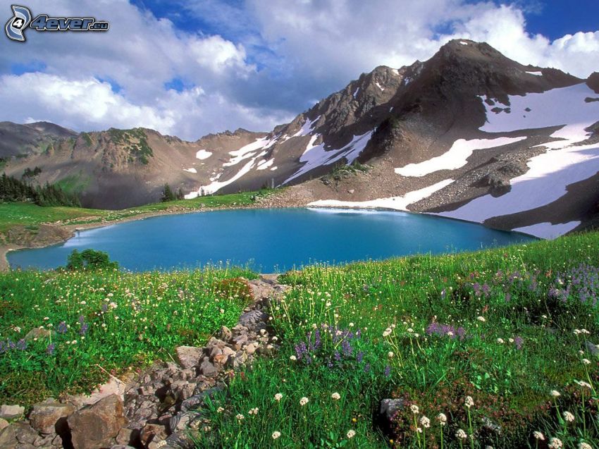 mountain lake, nature, lake, mountains, rocks