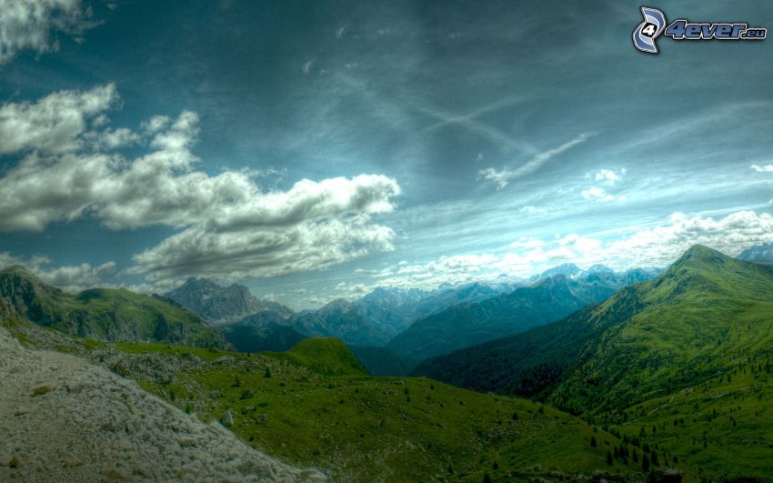 view of the landscape, hills