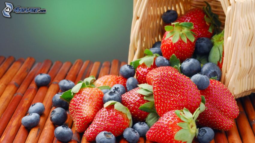 berries, blueberries, strawberries, basket