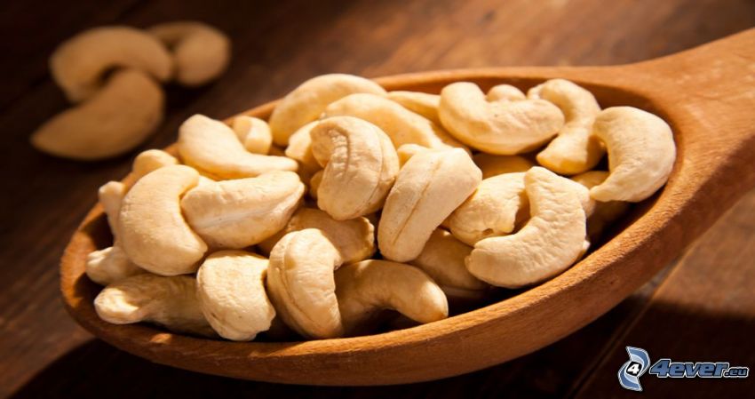 Cashew nuts, spoon