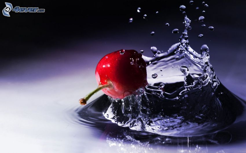 cherry, water, splash
