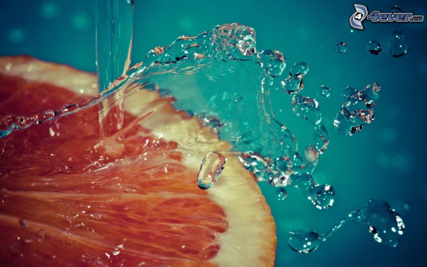 grapefruit, stream of water