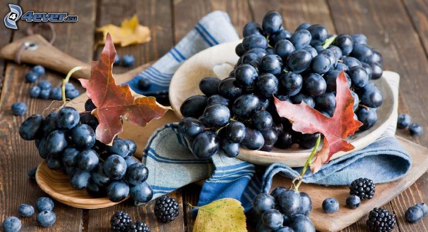 grapes, blackberries, blueberries