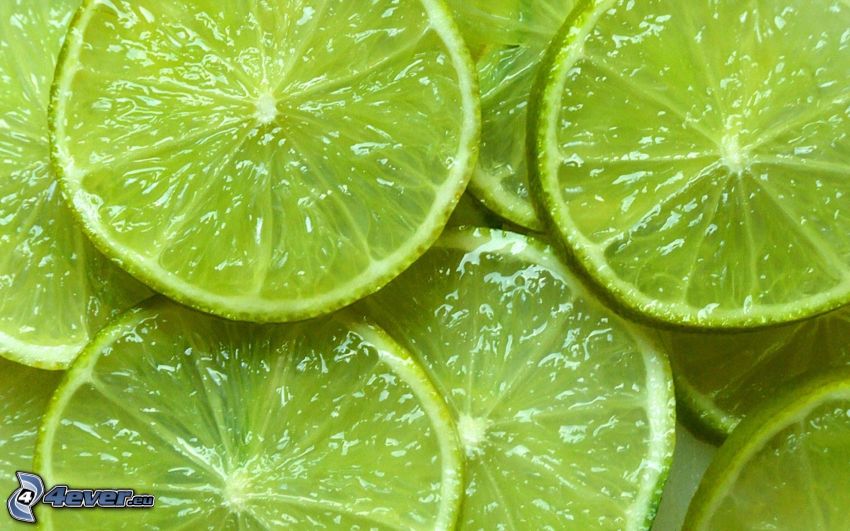green lime, a slice of lime