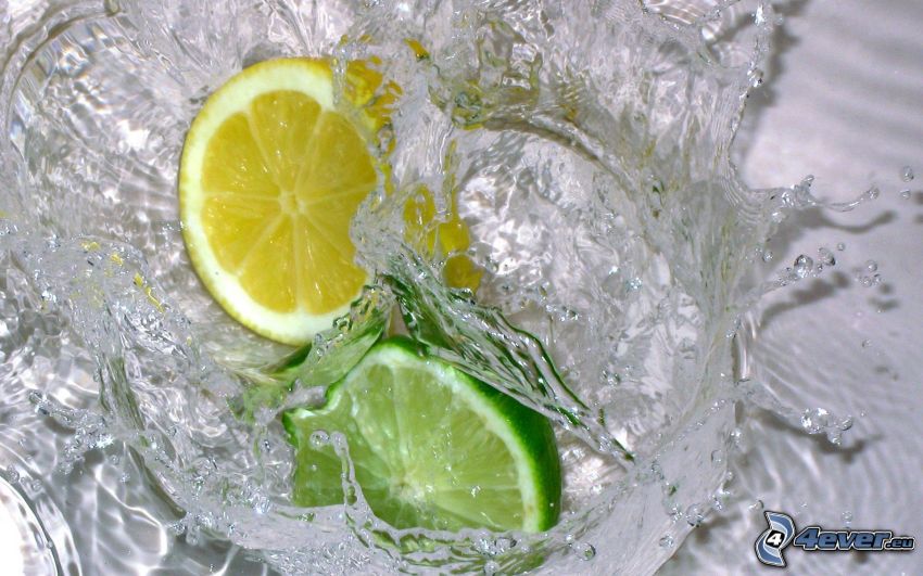lemon and lime, water, drops