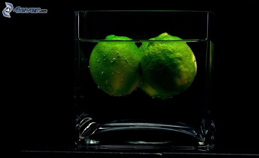 limes, cup, water