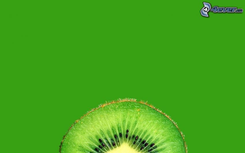 sliced kiwi, green background