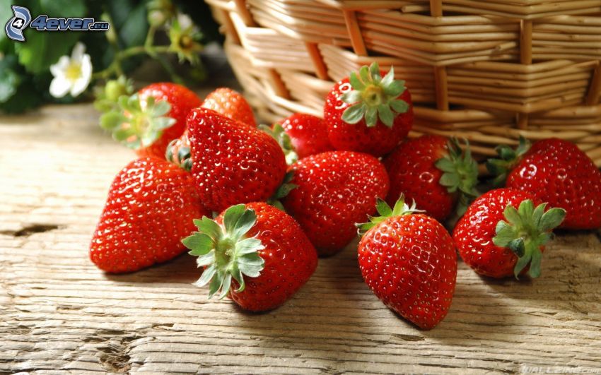 strawberries, basket