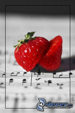 strawberry, sheet of music