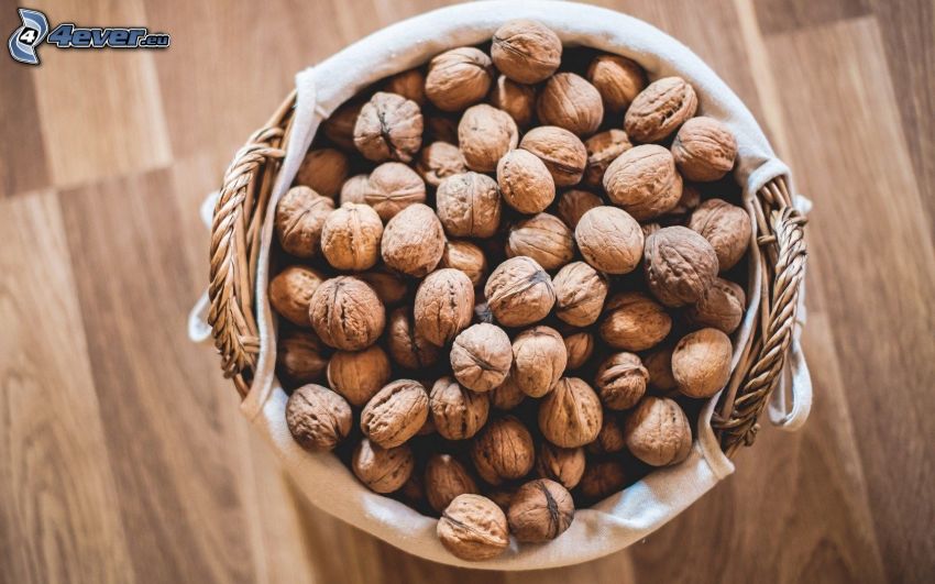 walnuts, basket