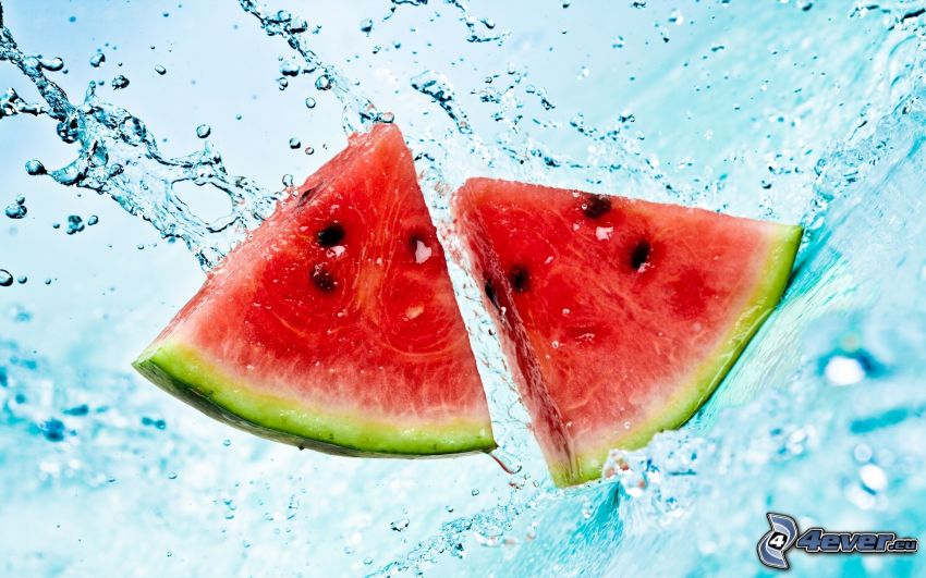 watermelon, water, splash
