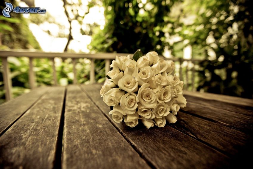 wedding bouquet, white roses