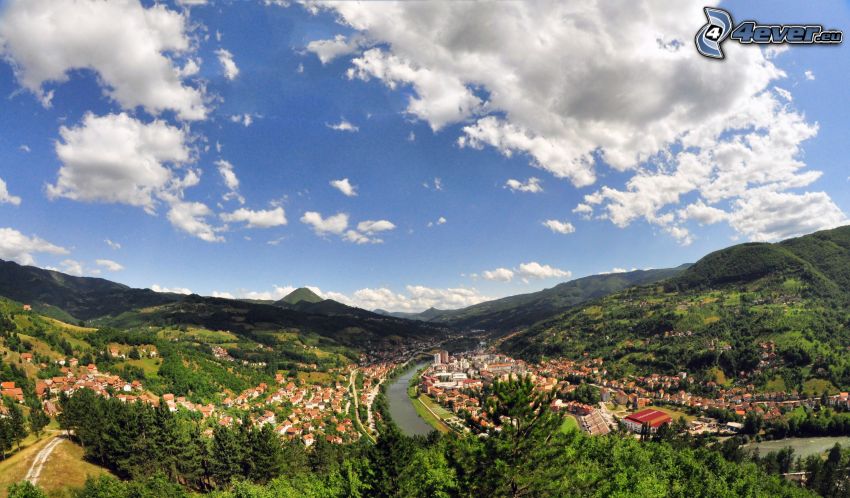Priboj, Serbia, view of the city, clouds