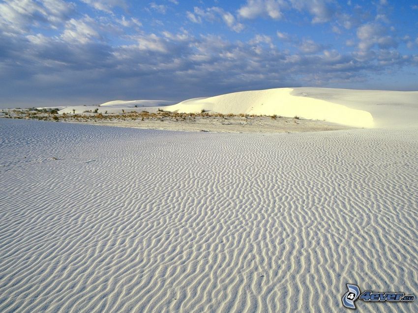 sand dunes, desert, clouds