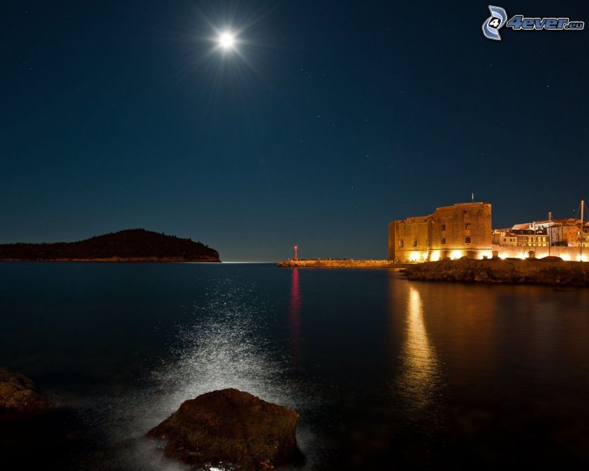 Croatia, night, moon