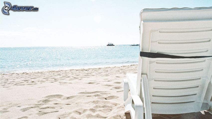 deck chair, sandy beach, sea
