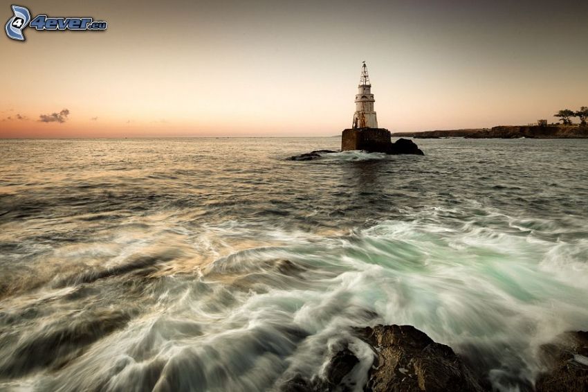 lighthouse on the island, sea