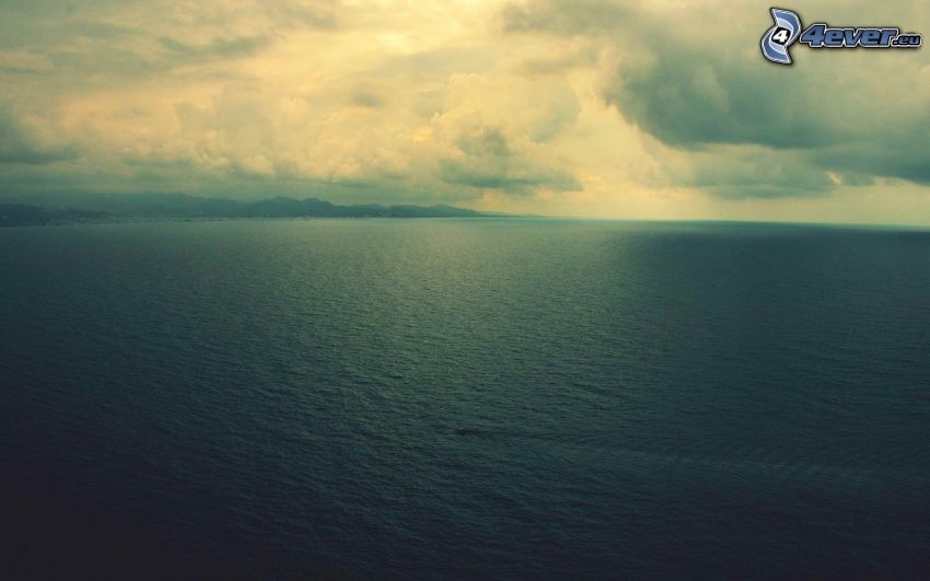 open sea, clouds, boat