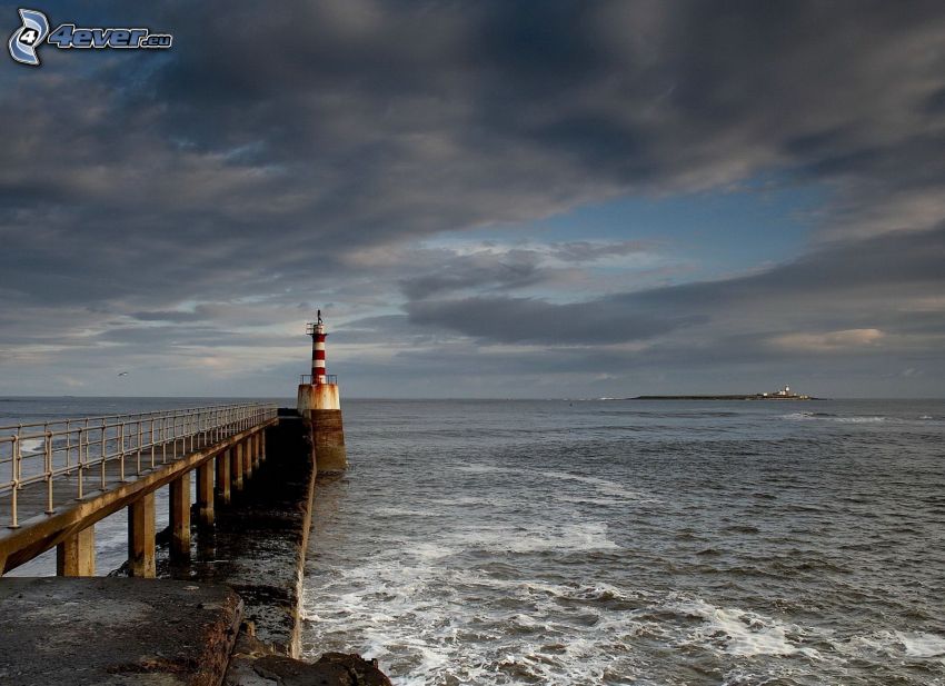 pier with a lighthouse, sea