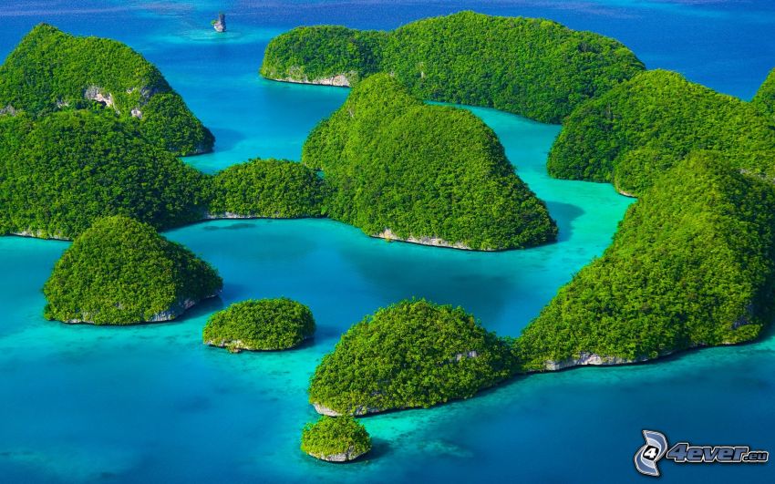 Rock Islands, islands, azure sea