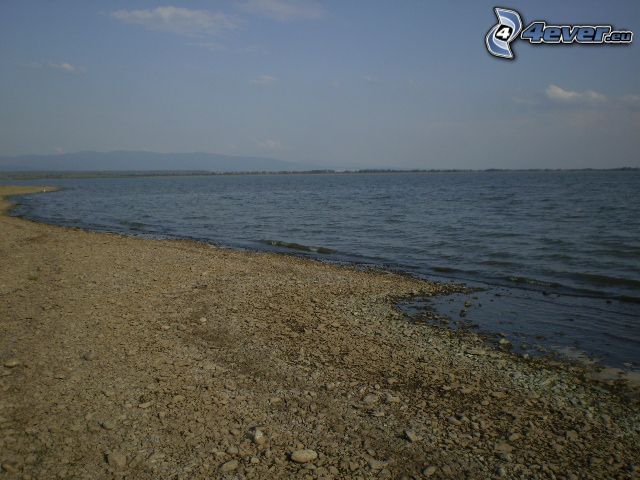 stone beach, sea, water