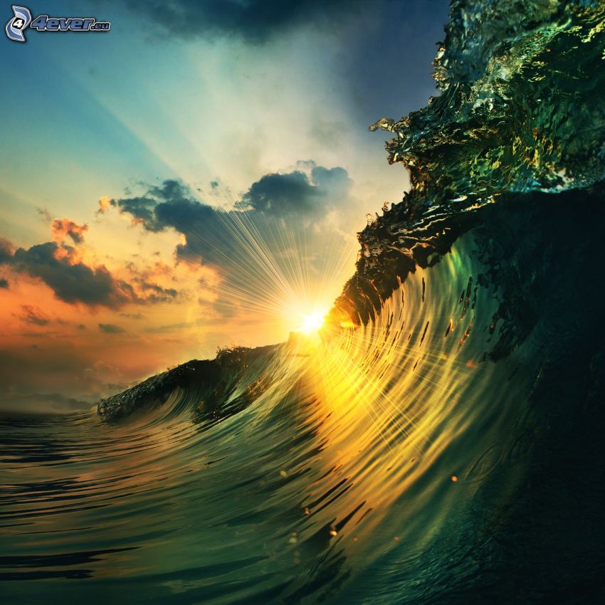 wave, sea, sun