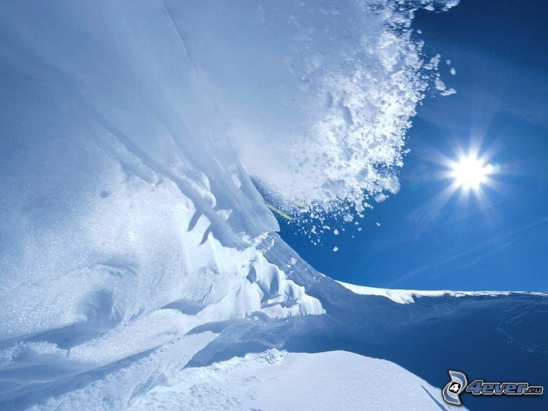 avalanche, snow, sun, winter, ice