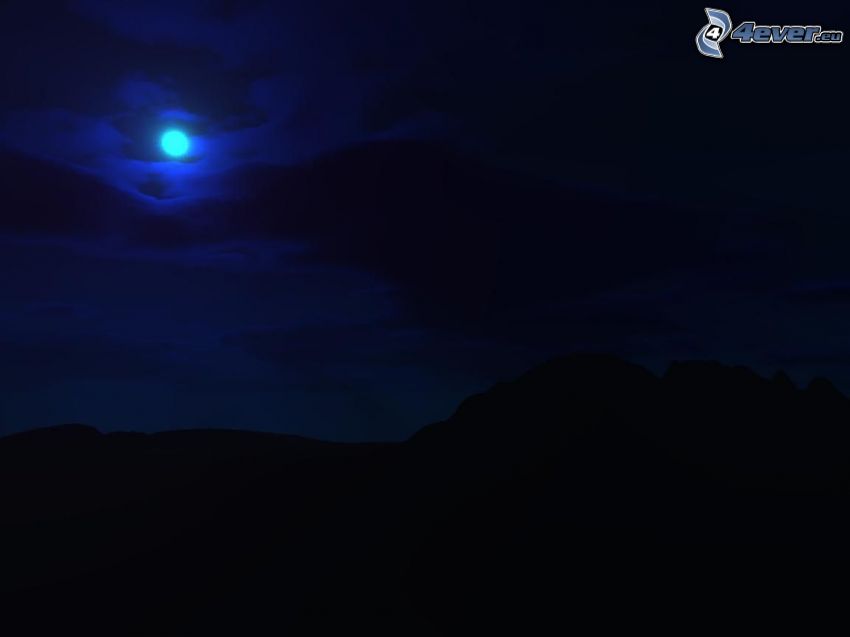 night sky, hills, silhouette