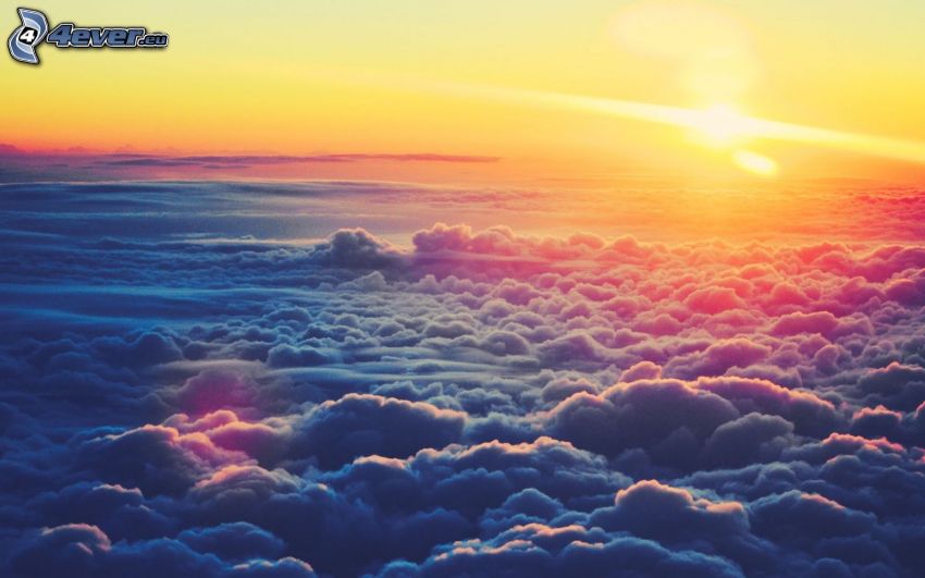 over the clouds, sunrise
