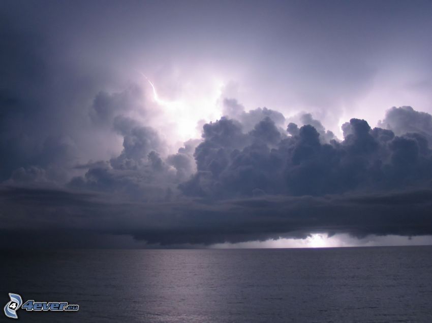 sea, cloud, lightning