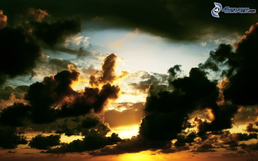 sunset in the clouds, dark clouds