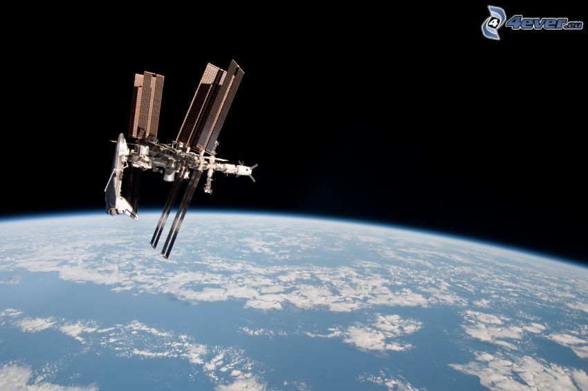 Endeavour attached to the ISS, International Space Station ISS, universe, Space Shuttle, Earth