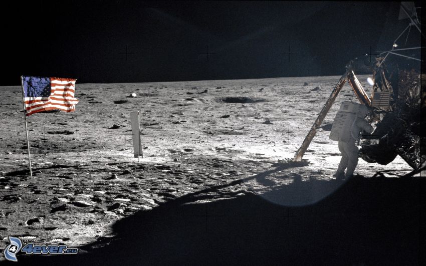 Neil Armstrong, Moon, Apollo 11, the USA flag