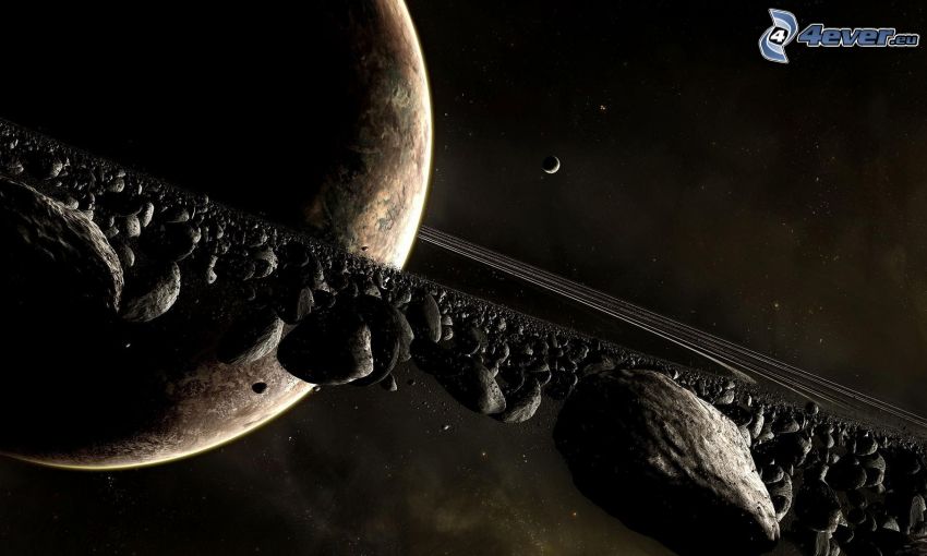 planet, asteroid belt, moon