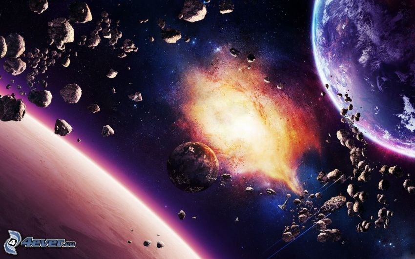 planets, asteroid belt, nebula, Earth