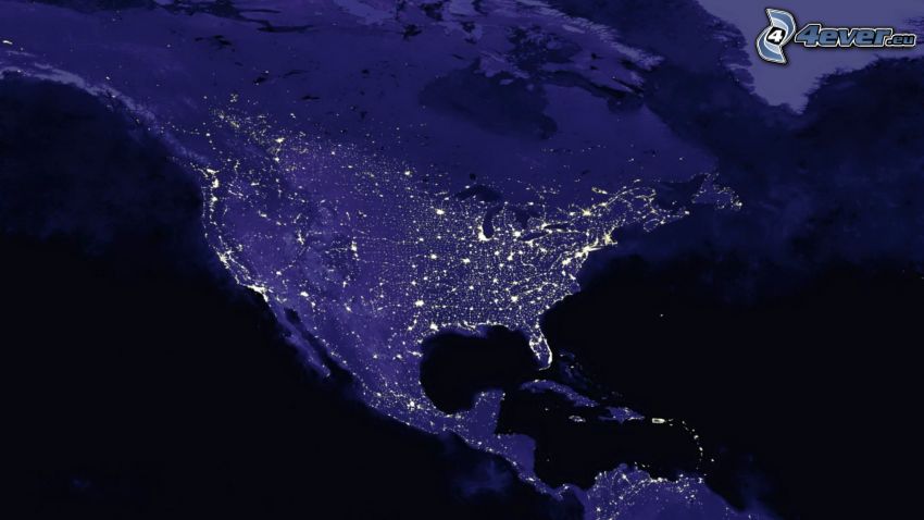 USA, satellite imagery, night, Earth