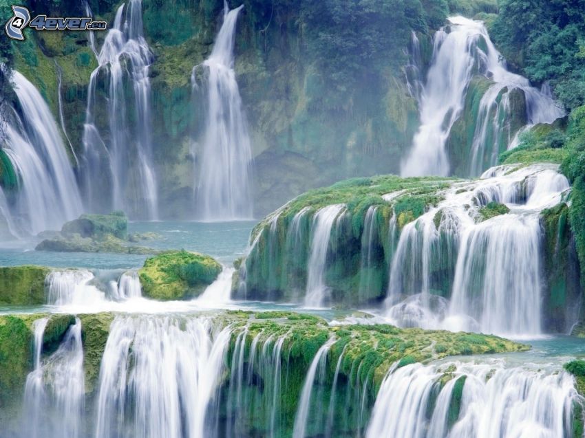waterfalls, greenery