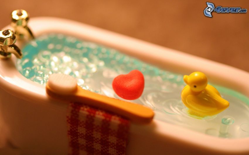 bath, duckling, heart