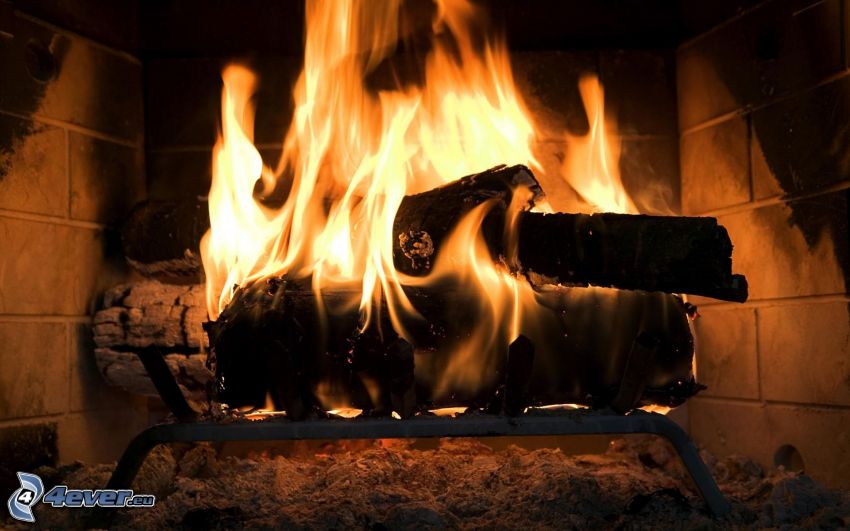 burning wood, fireplace
