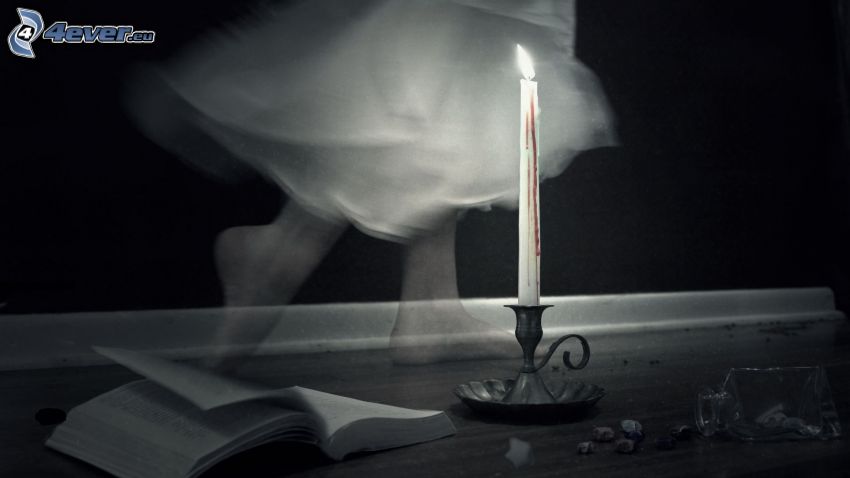 candle, book, ghost