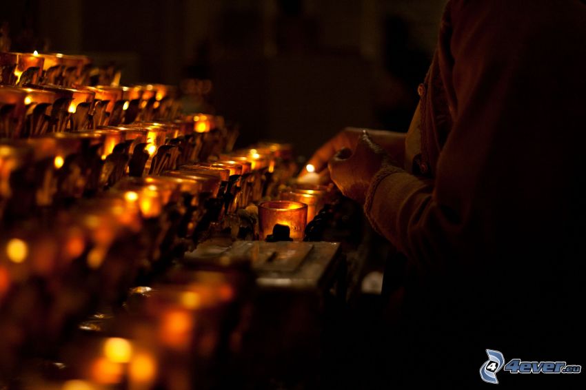 candles, woman