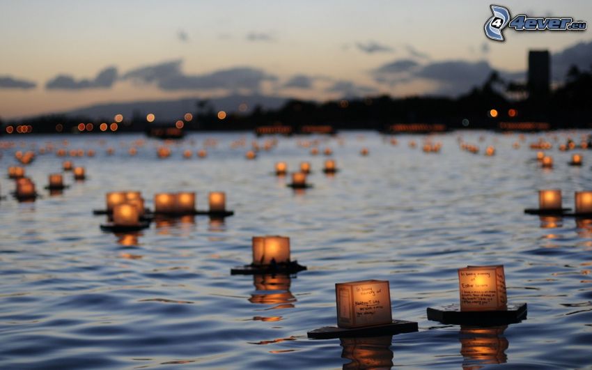 candles on the water