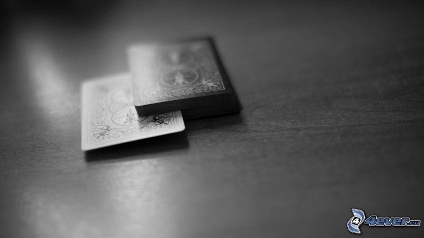 cards, black and white photo
