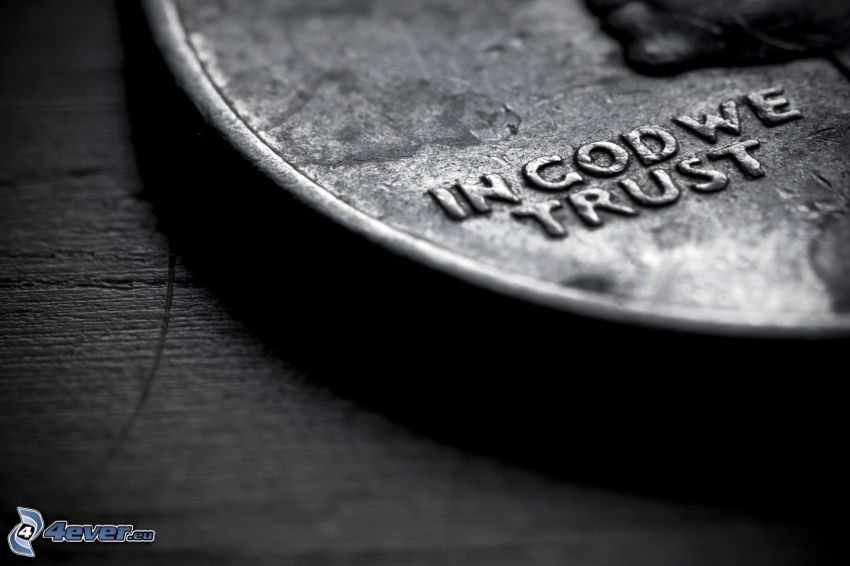 coin, black and white photo