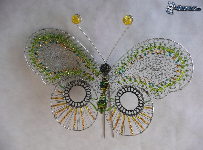 colourful butterfly, wire, beads