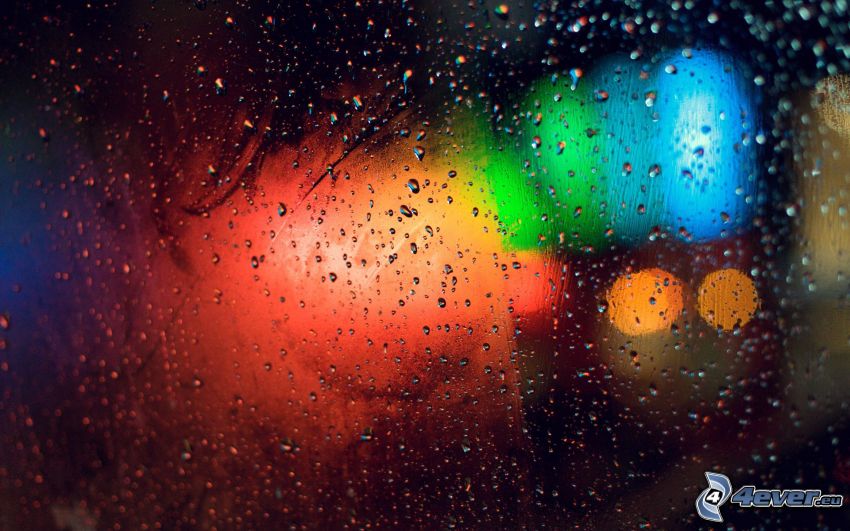 drops of water, window, colors